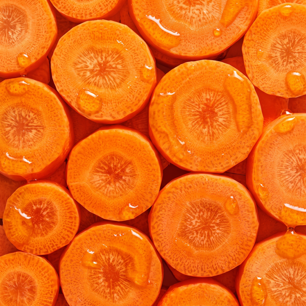Tranches de carottes juteuses en plein cadre, source naturelle de l'huile de carotte